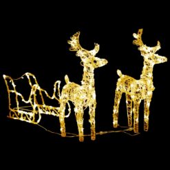 Alternative view of Reindeers & Sleigh Christmas Decoration 160 LEDs 130 cm Acrylic