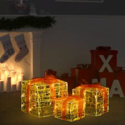 Alternative view of Decorative Acrylic Christmas Gift Boxes 3 pcs Warm White