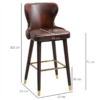 2 Pieces Home Luxury Bar Chair Stool, PU Leather European Style, Brown 2 Pieces Home Luxury Bar Chair Stool, PU Leather European Style, Brown