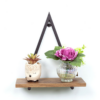 1 Tier Dark OAK Triangle Wall Shelf with Black Metal Frame