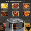 6.5L Airfryer Air Fryer Oven w/ Recipes 60-Minute Timer Adjustable Temp 1350W