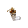 Miniature Clock Crystal Glass Christmas Stocking Gold Plated Metal Solid Brass
