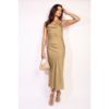 Cowl Neck Slim Fit Midi Dress