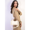 Ruched Faux Leather Shoulder Bag