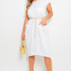 Front Pockets Short Sleeve Midi Dress