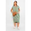 Front Pockets Short Sleeve Midi Dress Front Pockets Short Sleeve Midi Dress