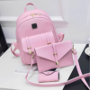 Women PU Leather 3pcs Set - Shoulder Bag, Clutch & Card Holder Pink