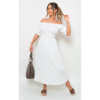 Off Shoulder Shirred Waist Mini Dress