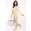 Knitted Long Sleeves Cropped Off Shoulder Top and Trousers Co-ord Set Knitted Long Sleeves Cropped Off Shoulder Top and Trousers Co-ord Set