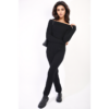 Knitted Long Sleeves Cropped Off Shoulder Top and Trousers Co-ord Set Knitted Long Sleeves Cropped Off Shoulder Top and Trousers Co-ord Set