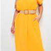 V-Neck Half-Sleeve Midi Dress