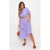 Button Down Collared Short Sleeve Midi Dress with Belt Detail Button Down Collared Short Sleeve Midi Dress with Belt Detail