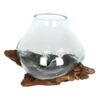 Large Molten Glass on Root Wood Stand Large Molten Glass on Root Wood Stand