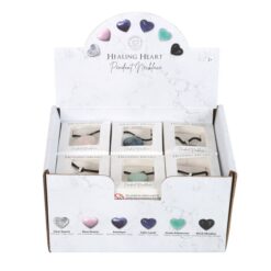 Set of 24 Healing Heart Crystal Necklaces in Display