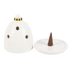 Alternative view of White Beehive Incense Cone Holder
