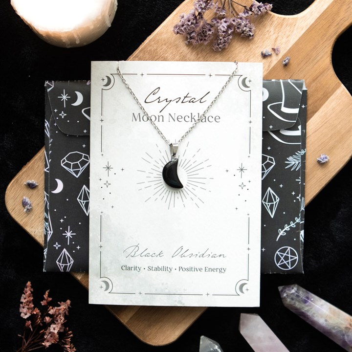 Black Obsidian Crystal Moon Necklace on Greeting Card Black Obsidian Crystal Moon Necklace on Greeting Card - Image 5