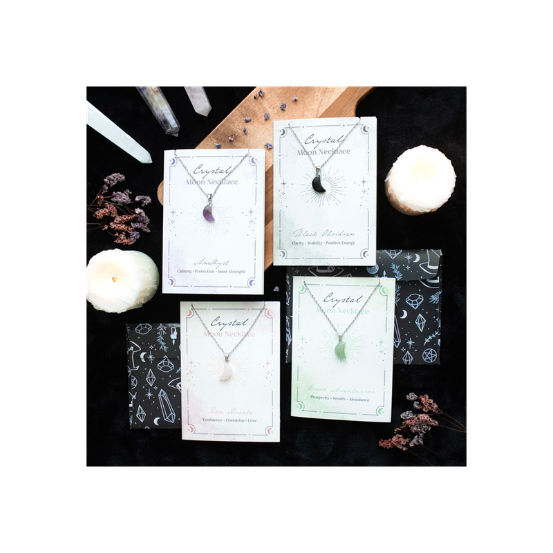 Green Aventurine Crystal Moon Necklace on Greeting Card Green Aventurine Crystal Moon Necklace on Greeting Card - Image 6