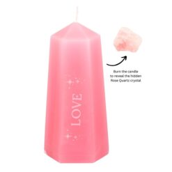 Alternative view of Love Crystal Candle with Rough Rose Quartz
