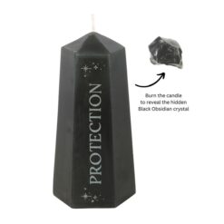 Alternative view of Protection Crystal Candle with Rough Black Obsidian