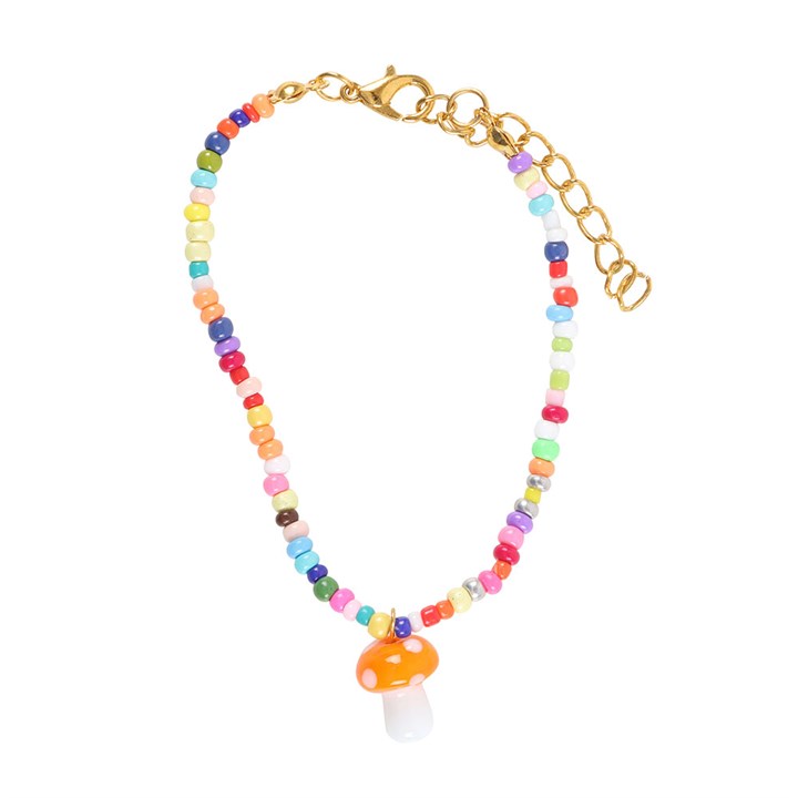 Orange Mushroom Beaded Charm Bracelet Orange Mushroom Beaded Charm Bracelet - Image 3