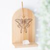 Natural Luna Moth Wooden Incense Holder Shelf Natural Luna Moth Wooden Incense Holder Shelf