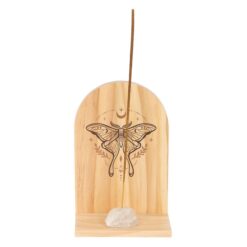 Alternative view of Natural Luna Moth Wooden Incense Holder Shelf