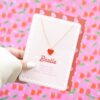 Bestie Enamel Heart Necklace Greeting Card