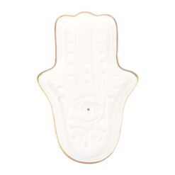 Alternative view of White Hamsa Hand Incense Stick Holder