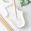White Hamsa Hand Incense Stick Holder