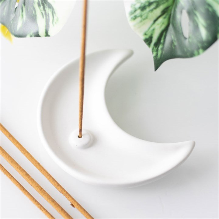 White Crescent Moon Incense Stick Holder White Crescent Moon Incense Stick Holder - Image 4