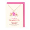 Pink Aura Crystal Mushroom Necklace Greeting Card