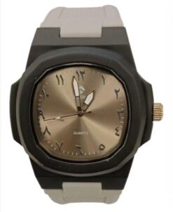 Clasico Mens Ladies Water Resistant Arabic Square Dial Grey Rubber Strap Watch