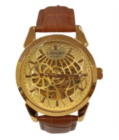 NY London Mens Automatic Dial Analogue Gold/Brown Leather Strap Watch
