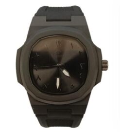 Clasico Mens Ladies Water Resistant Arabic Square Dial Black Rubber Strap Watch