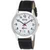 Ravel Mens Stainless Steel Day/Date Faux Leather Strap Watch