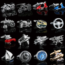 Shirt Cufflinks, Aircraft, Sailboat, Motorcycle, Racing Car Design for Men