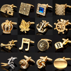 Golden Cufflinks: Dice, Maple Leaf, Music, Playing Card & Dragon Designs for Men