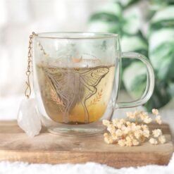 Alternative view of Luna Moth Double Walled Glass Mug with Crystal Tea Infuser