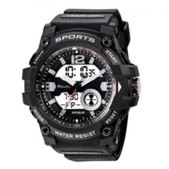 Ravel Mens Boys Ana-Digi Dual time 5ATM Sports Black Digital Watch