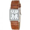 Ravel Mens Fashion Rectangle Shape Dial Brown Leather Strap Watch