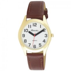 Ravel Mens Classic Strap Watch Brown/Gold Watch