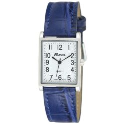Ravel Mens Fashion Rectangle Shape Dial Blue Leather Strap Watch