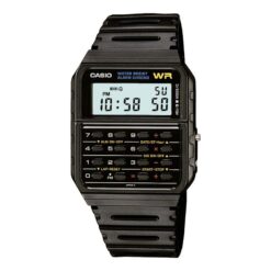 Casio Mens Digital Calculator Retro Dial With Black Rubber Strap Watch