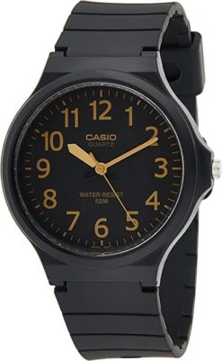 Casio Men's Analogue Gold Number Black Dial Watch