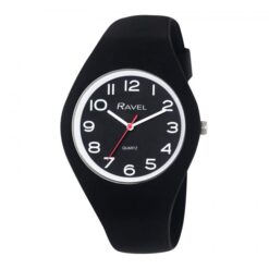 Ravel Unisex Large Comfort Fit Black Silicone Watch