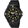 Casio Mens Day Date Yellow Number & Black Rubber Strap Watch