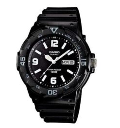 Casio Mens Day Date Black Dial & Black Rubber Strap Watch