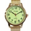 Pelex Mens Big number Gold Case Night Glow Dial Gold Bracelet Strap Quartz Watch