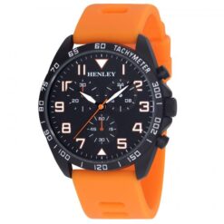 Henley Men's Multi Eye Black Dial With Orange Sports Large Silicone Strap Watch