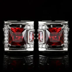 Alternative view of Luxury Tough Square Zircon Stone Cufflinks for Men - Black Cufflinks Gift